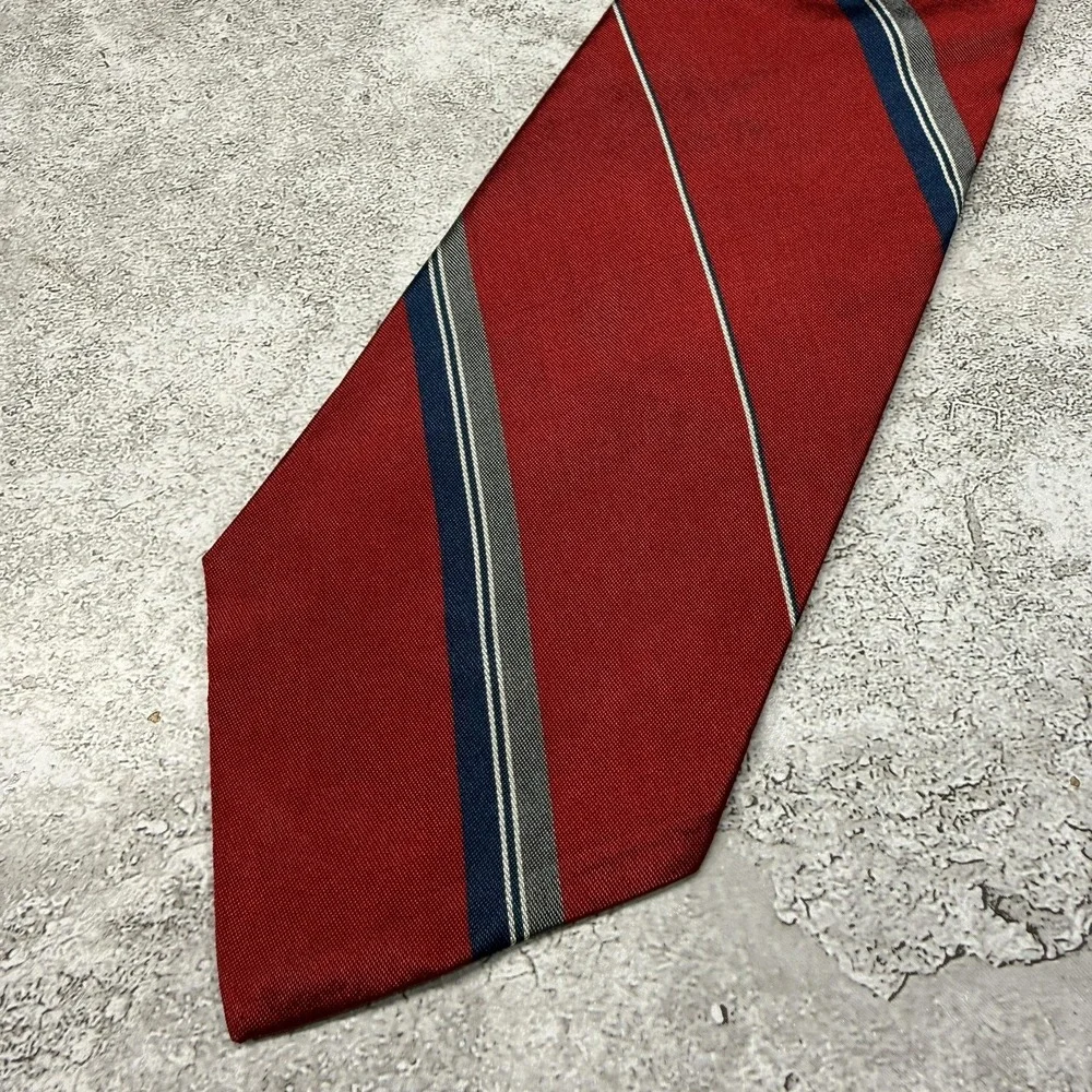 Christian Dior Silk Tie Mens One Size Red Striped Made In‎ Italy Necktie